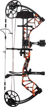 Bear Archery Legit MAXX adjustable compound bow in Fred Bear Fire camouflage finish.