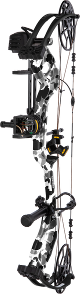 Bear Archery Legit MAXX compound bow in Fred Bear Whiteout, featuring adjustable draw length and lightweight design.