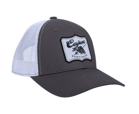 cajun bowfishing hat - grey and white cajun bowfishing hat - bowfishing hat - Cajun Bowfishing apparel